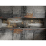 Industrial Rust Tempered Glass Kitchen Backsplash: Copper & Gray Abstract Art